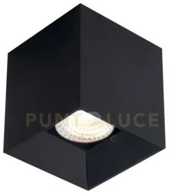 Plafoniera town nera quadrata 1 luce attacco gu10 8x8x10cm