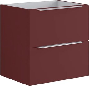 Mobile da bagno sospeso sotto lavabo L 59.5 x H 60 x P 45.5 cm rosso opaco, 2 cassetti Brera
