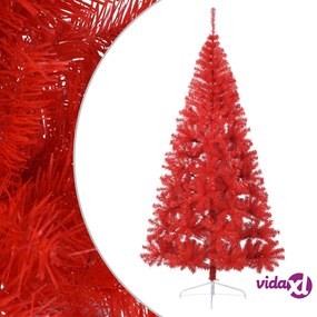 vidaXL Albero Natale Artificiale a Metà con Supporto Rosso 210 cm PVC