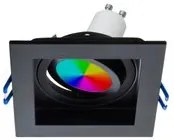 Faretto quadrato LED 6W RGB GU10 lampada orientabile incasso 90mm effetto luce colorata bar 230V NERO LUCE 3000K