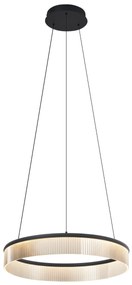 Lampada a sospensione moderna nera 59cm incl. LED dimmerabile a 3 livelli - Anello Chandelier