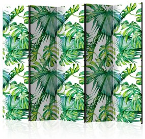 Paravento Foglie della giungla II (5 parti) - modello di piante verdi tropicali