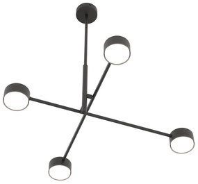 Plafoniera Moderna Giove Acciaio Nero 4 Luci Gx53 Ip20