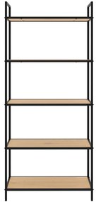 Scaffale nero/di colore naturale effetto rovere 70x156x35 cm Altino – Unique Furniture