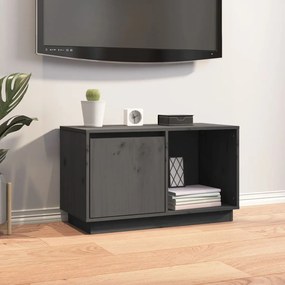 Mobile Porta Tv Grigio 74x35x44 Cm İn Legno Massello Di Pino /