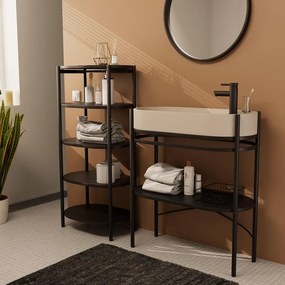 Mobile sottolavabo e lavabo Alba per vasca a sinistra nero e beige L 81 x H 89.5 x P 37.5 cm