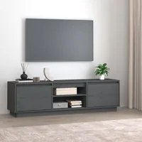 Mobile Porta TV Grigio 140x35x40 cm in Legno Massello di Pino 814316