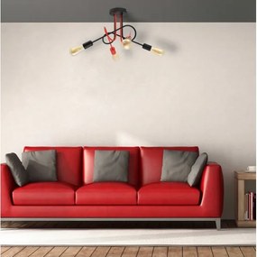 Lampadario a plafone OXFORD 4xE27/15W/230V nero/rosso