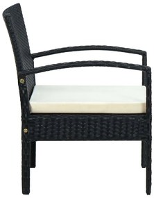 Sedia da giardino con cuscino in polyrattan nero