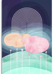 Stampa su tela – Arcobaleno su prato astratto Mid-Century