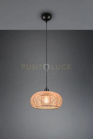 Inga sospensione reticolo rattan naturale e montatura nera d. 30cm ...