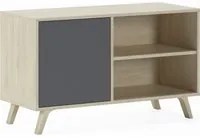 Mobile TV 95x40x57cm soggiorno salotto con porta sinistra colore Rovere e porta colore Grigio Antracite modello Wind