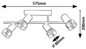 Rabalux 73054 - Lampadario a plafone HATICE 4xE14/15W/230V