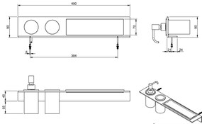 Treemme 5mm IT9074ISZZZZ mensola portaoggetti 49cm con dispenser sapone e portaspazzolini bianco inox satinato