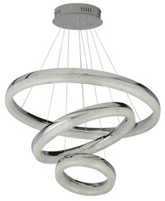 Lampadario Moderno Circle Acciaio Grigio Policarbonato Trasparente Led 43 4000K