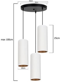 Lampadario a cavo AVALO 3xE27/60W/230V Ø35 cm bianco/rame