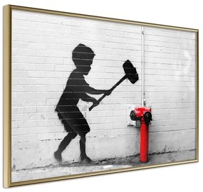 Poster  Banksy: Hammer Boy  Cornice Quadri Cornice d'oro, Larghezza x Altezza Home decor 30x20