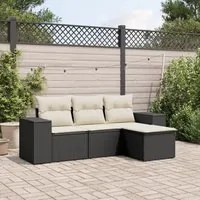 Set Divani da Giardino 4 pz con Cuscini Nero in Polyrattan 3222465