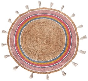 Tappeto iuta multicolore ⌀ 120 cm ZANAVI Beliani