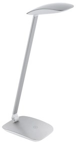 Lampada Da Tavolo Minimal Cajero Policarbonato Argento Luce Led Integrato 4,8W