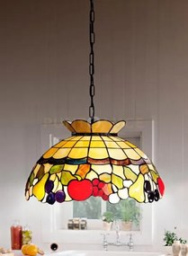 Fruit sospensione tiffany con catena 3 luci attacco e27 d.55cm dise...