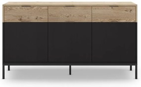 Cassettiera bassa in rovere decorata in nero e naturale 150x80 cm Marion - Marckeric