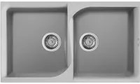 Lavello Elleci Incasso 2 vasche 86x50 Ego 450 Metaltek Grigio Aluminium LME45079