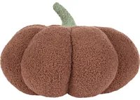 Cuscino di peluche a forma di zucca in tessuto boucl marrone 35 cm decorazione accessorio di halloween