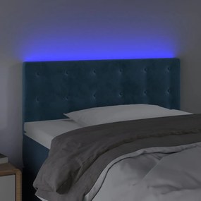 Testiera a led blu scuro 100x5x78/88 cm in velluto