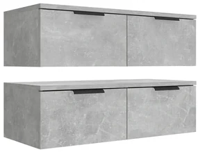 Mobili pensili 2 pz grigio cemento 68x30x20cm legno multistrato