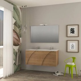 Mobile bagno sospeso Monica con lavabo in ceramica L120 x H55 x P46 cm rovere tabacco, specchio non incluso