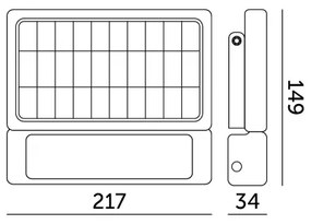 Faro solare LED 5W 4000K IP65 con sensore e batteria 3000 mAh