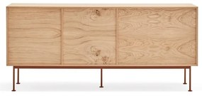 Cassettiera rosso mattone impiallacciata in rovere, larghezza 180 cm Yoko - Teulat