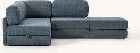 Divano letto angolare in bouclé con contenitore Ladina