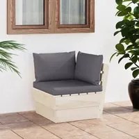 Divano Angolare da Giardino su Pallet e Cuscini Legno di Abete 3063348