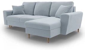 Divano angolare azzurro allungabile e con contenitore con rivestimento in velluto Kyoto – Cosmopolitan Design