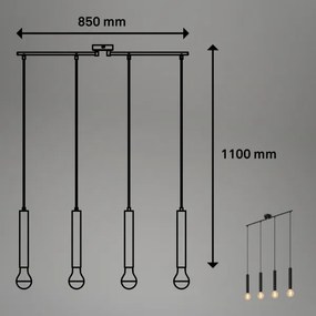 Briloner - Lampadario a sospensione con filo LONGA 4xE27/60W/230V nero