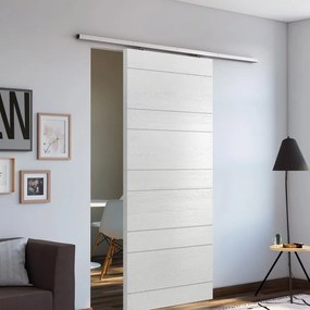 Porta scorrevole reversibile Ropes in mdf grigio, L 93 x H 212 cm, con binario Belem