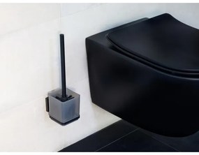 WENKO 71450800 - Set WC VACUUM-LOC QUADRO ED 9,5x37 cm nero