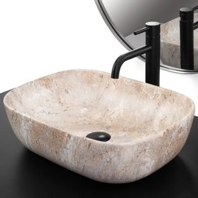 REA-U3323 - Lavabo da appoggio BELINDA 33,5x46,5 cm in ceramica/effetto pietra