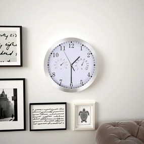 Orologio Da Parete Al Quarzo Igrometro Termometro 30 Cm Bianco /