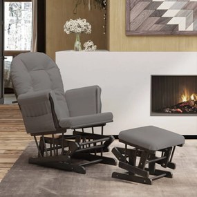 Poltrona Glider Con Sgabello Grigio Scuro İn Tessuto /