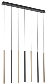 Lampada a sospensione nera con ottone incl. LED dimmerabile 7 luci - Bea