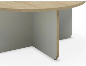 Tavolino da salotto rotondo in verde chiaro/di colore naturale con piano effetto rovere ø 80 cm Hillary – Marckeric