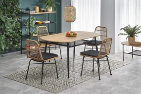Set tavolo Jackson L160 cm + 4 sedie K401 rattan naturale/nero