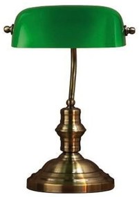 Lampada da tavolo in verde e ottone Bankers, altezza 42 cm - Markslöjd