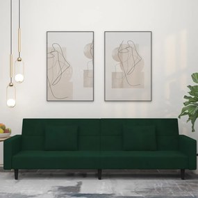 Divano Letto A 2 Posti Con 2 Cuscini Verde Scuro İn Velluto /