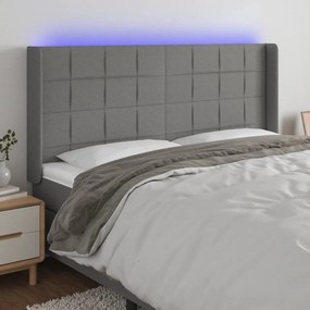 Testiera A Led Grigioscuro 203x16x118/128cm İn Tessuto /