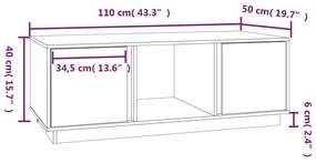 Tavolino da Salotto Miele 110x50x40 cm Legno Massello di Pino