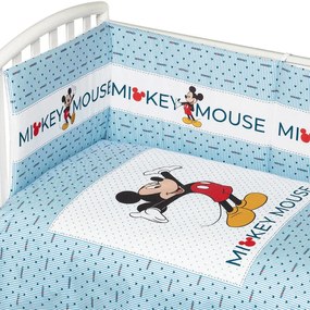 Copripiumino lettino con paracolpi Disney Mickey Mouse  Colore Azzurro, Dimensioni e Misure Lettino